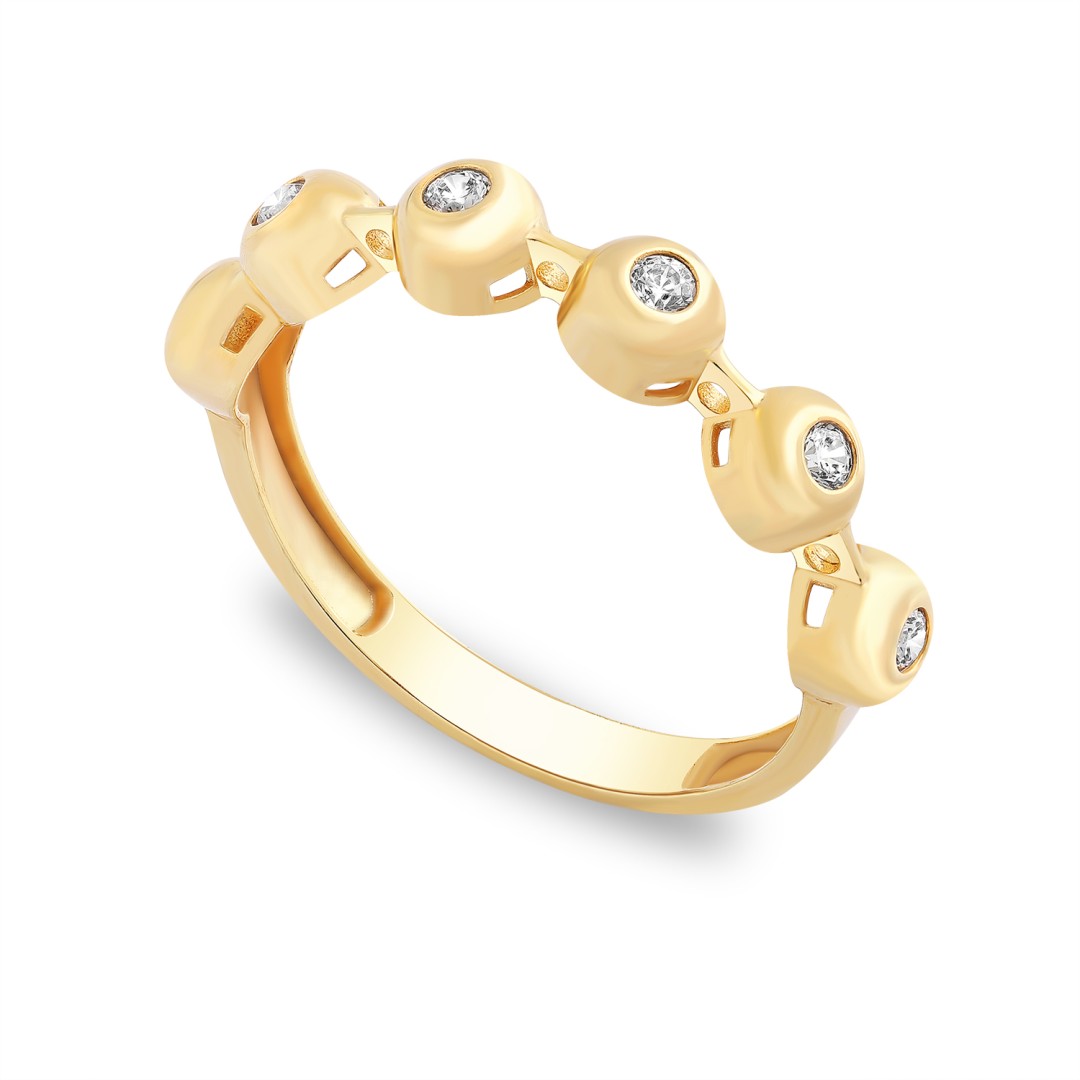 14 Ayar Sarı Altın Mini Top Taşlı Yüzük